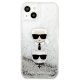 Apple iPhone 13 mini 5.4\" Karl Lagerfeld Liquid Glitter Karl&Choupette Head Case Cover (KLHCP13SKICGLS), Silver