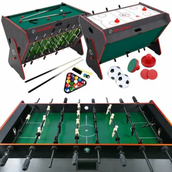Carruzzo 3-in-1 Rotating Multi Game Table XL Foosball Billiards Air Hockey