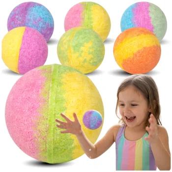 Rainbow Fizzing Bath Bombs for Kids and Adults, 6 Pcs