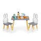 Ecotoys WH141 Kids Table and 2 Chairs Set, Bunny Motif