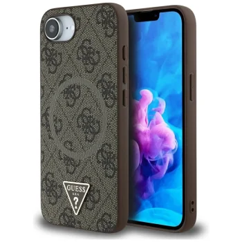 Guess 4G Ring Triangle Logo MagSafe Case for iPhone 16e - Brown