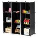 ModernHome Kids Modular Storage Organizer, 9-Cube Shelf with Doors, Black
