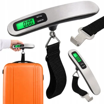 Electronic Luggage Scale with LCD Display, up to 50 kg, Silver / Black