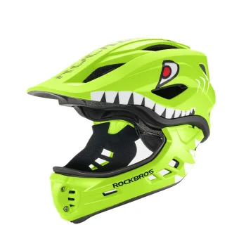 Rockbros TT-32003 Shark Kids Bike Helmet with Detachable Jaw S (48-52), Green