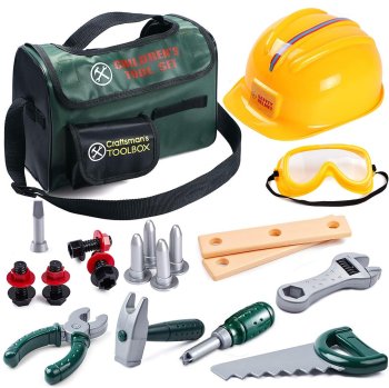 Kids Tool Set with Toy Workshop Bag and Hard Hat