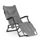 MultiGarden 2-in-1 Folding Garden Lounger with 3-Step Footrest, Grey