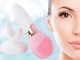 Electric Sonic Facial Cleansing Brush Massager with Stand, Pink