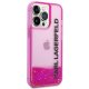 Karl Lagerfeld iPhone 14 Pro Max Case Liquid Glitter Elong Pink