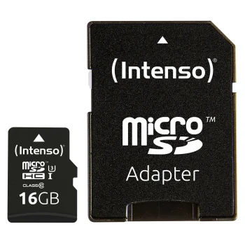 Intenso microSDHC 16GB UHS-I U3 V30 Class 10 Professional Memory Card with SD Adapter