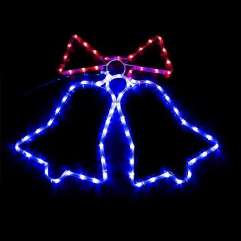 Large LED Christmas Bell Light Decoration 60x48 cm, Blue/Red