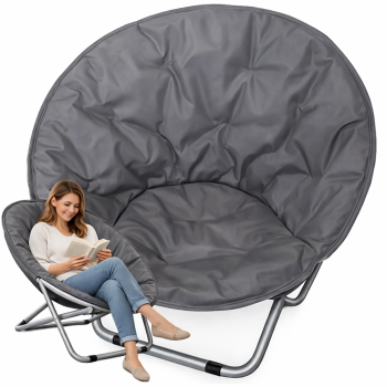 Folding Moon Chair ENERO Camping Garden Lounge Seat, Grey