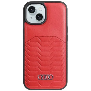 Audi iPhone 15 / 14 / 13 Case Synthetic Leather MagSafe, Red