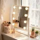 ModernHome LED Makeup Mirror 25x30 cm, 9 Light Bulbs, 3 Color Modes, USB-C