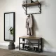 Industrial Shoe Rack Bench with Padded Seat for Entryway, Rustic Brown