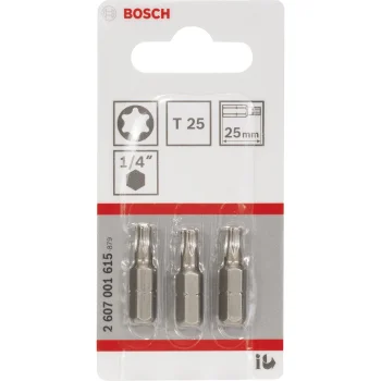 Bosch Screwdriver Bits Extra Hard Torx T25 25mm, 3 Pieces