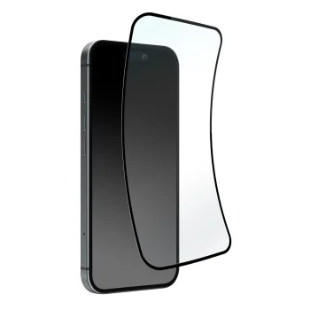 Puro Flexible Glass D3O hibridinis apsauginis stiklas, skirtas iPhone 16 Pro Max, juodas