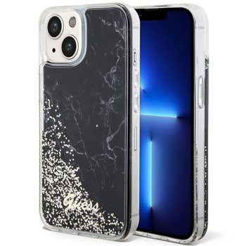 Apple iPhone 14 6.1'' Guess Liquid Glitter Marble Case Cover, Black