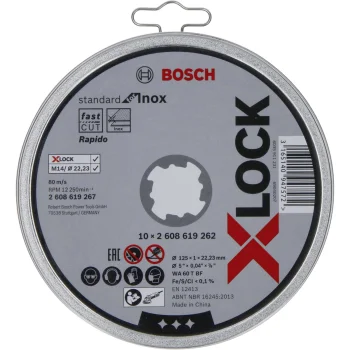 Bosch X-LOCK Cutting Disc Set Standard for Inox 125 x 1 mm, 10 Pieces