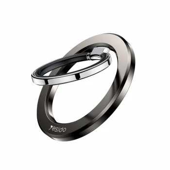 Yesido C205 Magnetic Phone Stand with Ring Holder for Desk, Black