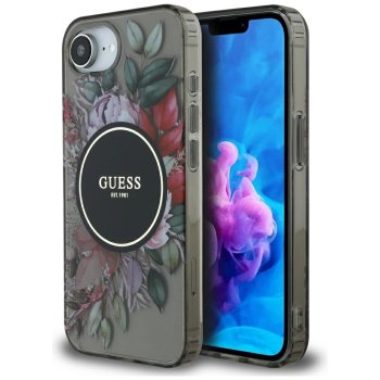 Guess IML Flowers MagSafe Case for iPhone 16e - Black