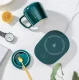 Electric Mug Warmer Set with Ceramic Mug, Lid, and Spoon, Green
