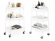 Metal Rolling Storage Cart, 3 Tiers, White
