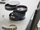 Round Jewellery Organiser Box with 4 Rotating Compartments, Black