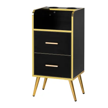 Gabbiano Trix Hairdressing Helper Cabinet, Black/Gold