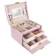 Jewelry Case Chest Display Box Storage Organizer, Pink