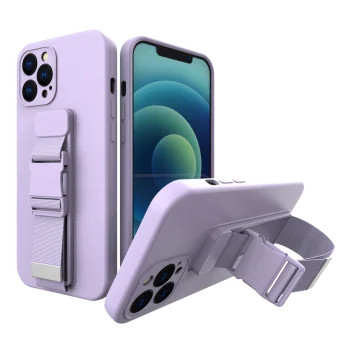 Rope Case with Lanyard for iPhone 12 Pro Max, TPU Gel Cover, Purple