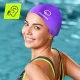 TSUNAMI Silicone Swim Cap for Long Hair, Purple
