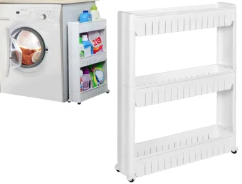 Leobert Mobile Shelving Unit on Wheels, 3 Shelves, White