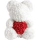 Rose Bear Teddy with Heart and LED Lights 23 cm, White & Red
