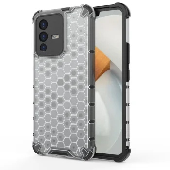 Honeycomb Case for Vivo V23 5G with Gel Frame, Transparent