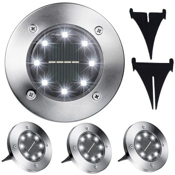 Solar Disk Garden Lights Twilight Sensor 4Pcs