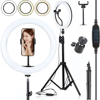 LED Ring Light with Phone Holder and 100cm Tripod
