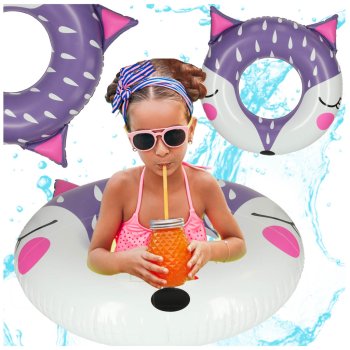 Inflatable swimming ring for kids, fox design, 80 cm, up to 60 kg