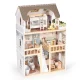 Ecotoys Laura Wooden Dollhouse with 3 Floors and 15 Furniture Pieces