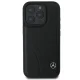 Mercedes iPhone 16 Pro Case Curved Stitches Leather, Black