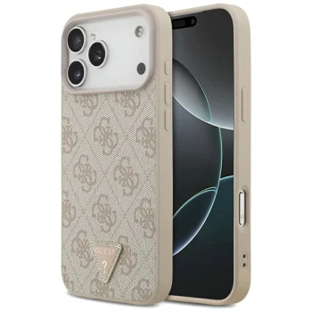 Guess Leather 4G Triangle Strass MagSafe Case for iPhone 17 / 18 Pro Max - Pink