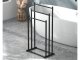 Freestanding Metal Towel Rack Industrial Loft Style, Black