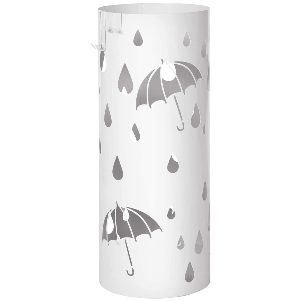 Steel umbrella stand with modern cut-out design, white (3)