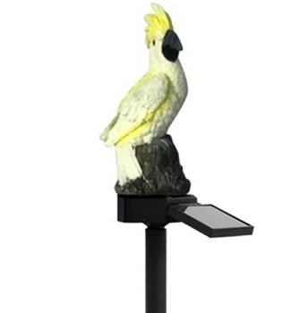 Solar garden LED lamp in parrot shape, white