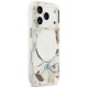 Guess IML Glitter Flowers Triangle MagSafe case for iPhone 18 Pro Max / 17 Pro Max, white
