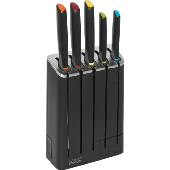 Joseph Joseph 10537 6-Piece Knife Block Set with Sharpener, Multicolour