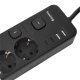 Huslog Power Strip with 5 Individual Switches, 4 Schuko Outlets, 4 USB Ports, 1.5m, black