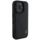 Mercedes iPhone 16 Pro Case Curved Stitches Leather, Black