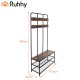 Ruhhy 27036 Hallway Coat Rack with Shoe Bench, Black