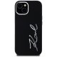 Karl Lagerfeld Silicone Metal Script Logo Case for iPhone 15 - Black