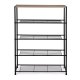 ModernHome Shoe Rack Organizer with Wood Top Shelf, 5-Tier Industrial Metal Stand